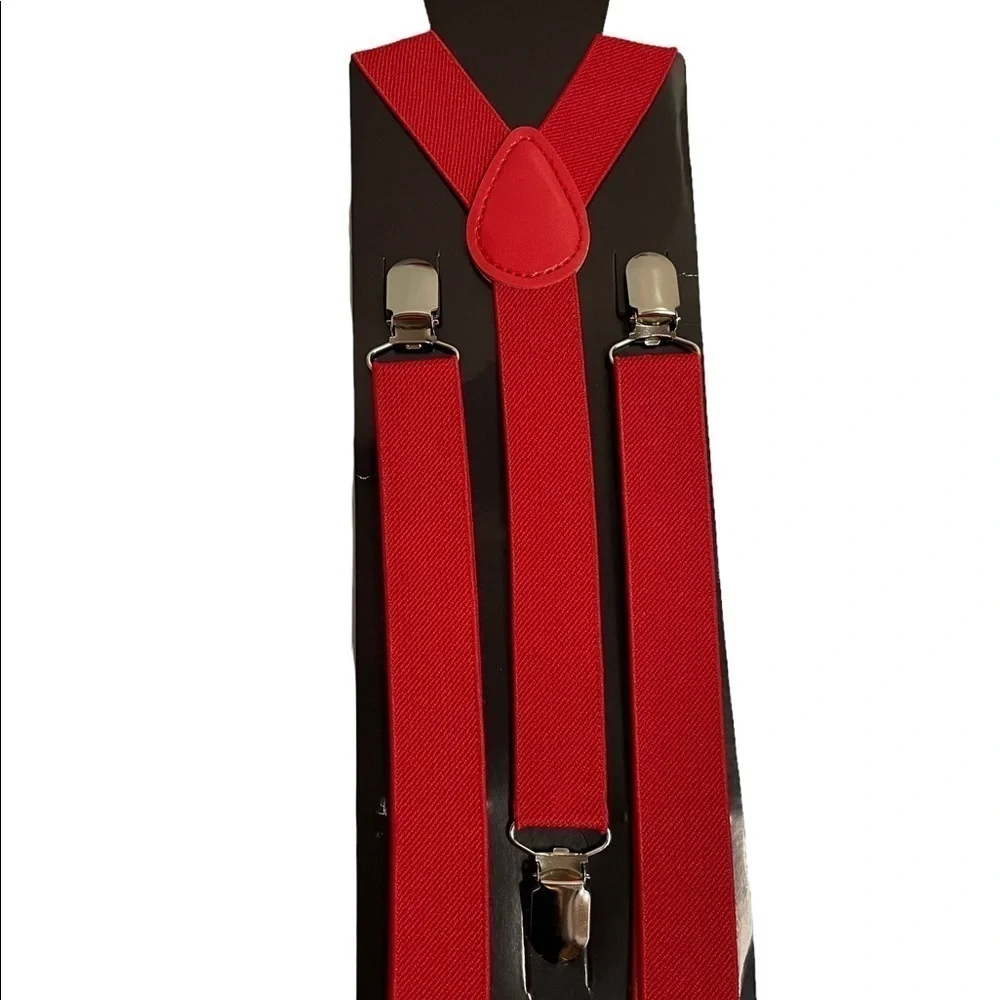 Red Adjustable Suspenders Toddler, Baby - Elastic Y-Back Design Metal Cl…
